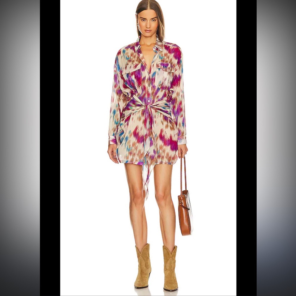 Isabel Marant Etoile Nueva Dress in
Beige & Raspberry
